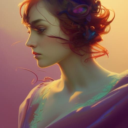 Dinotopia Princess Portrait in Art Nouveau Style