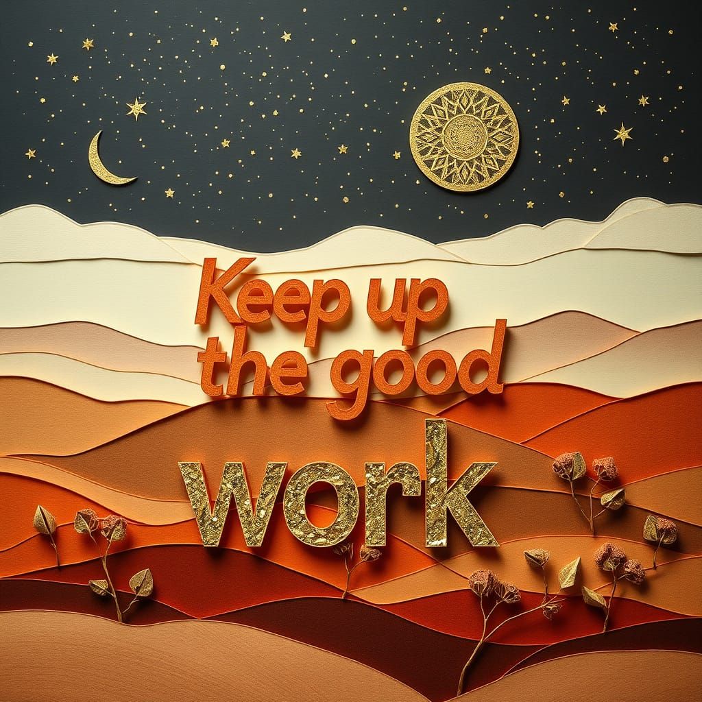 Paper Sculpture of Encouragement with Gold Leaf