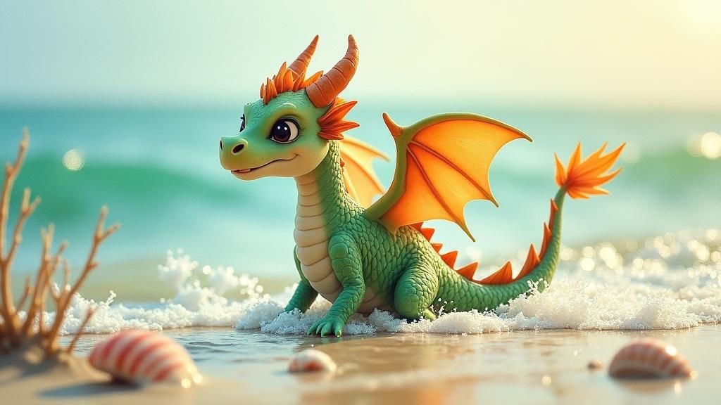 Baby Dragon Frolicking: Dreamy Watercolour Art