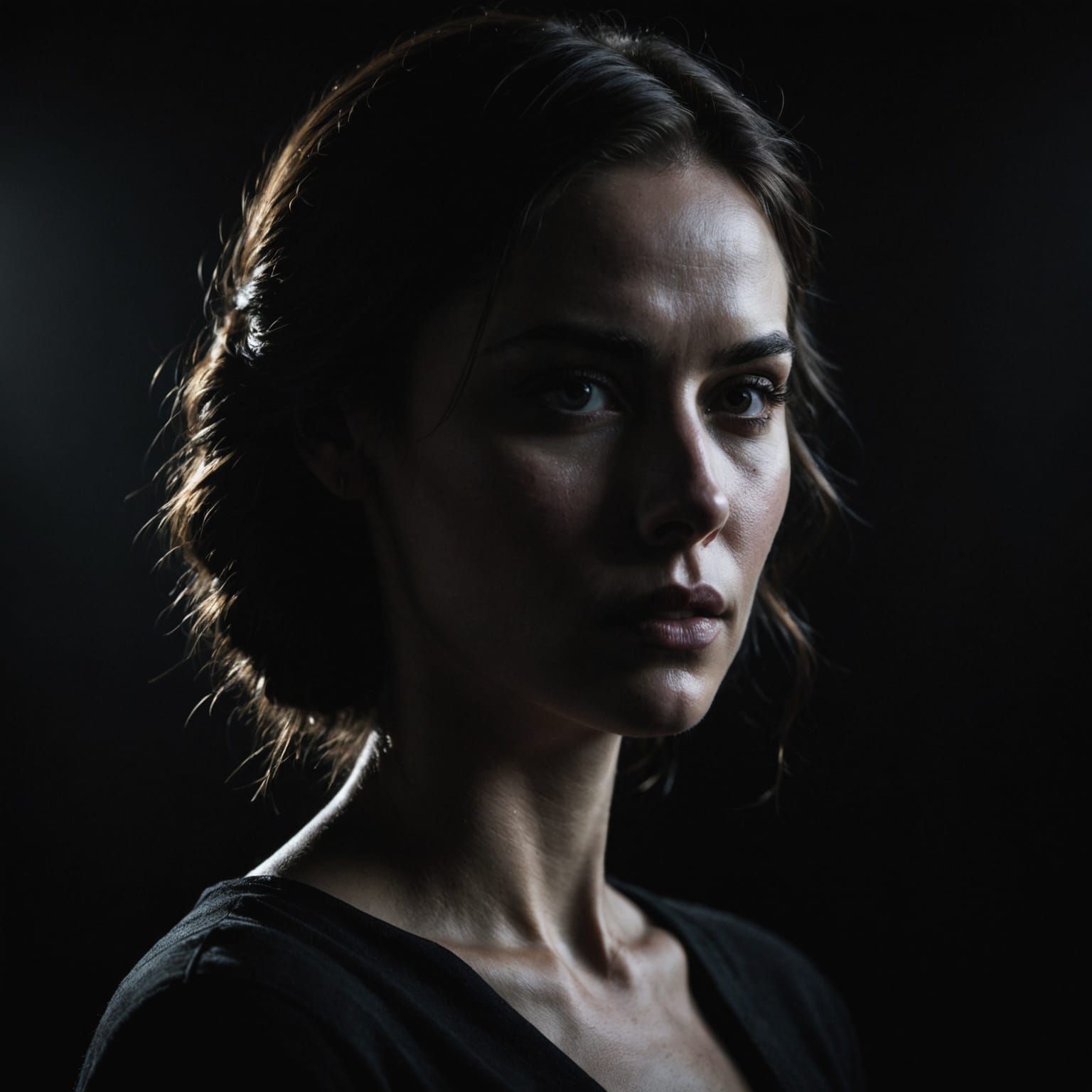 Ethereal Portrait of a Woman in Moody Lighting