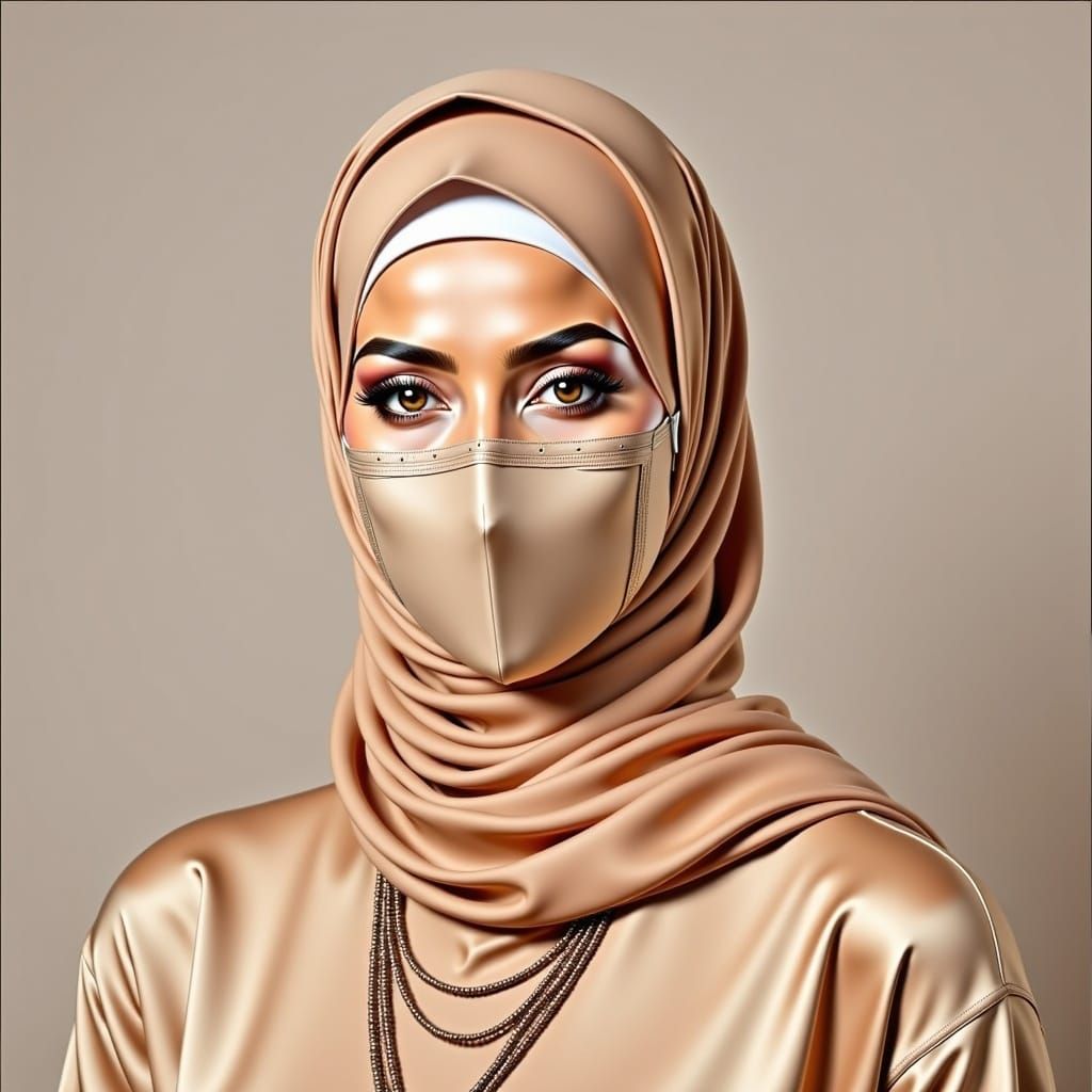 Elegant Hijabi Woman in Floral Hijab and Mask