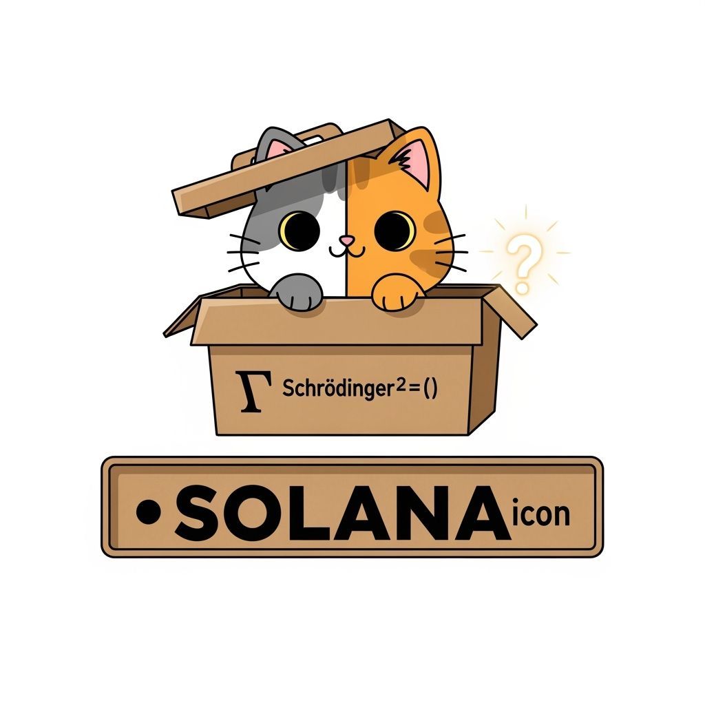 Kawaii Cat in Schrödinger Box: Solana Sticker