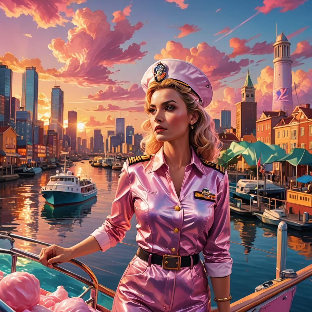Candy Pop Art: Captain in Colorful Port