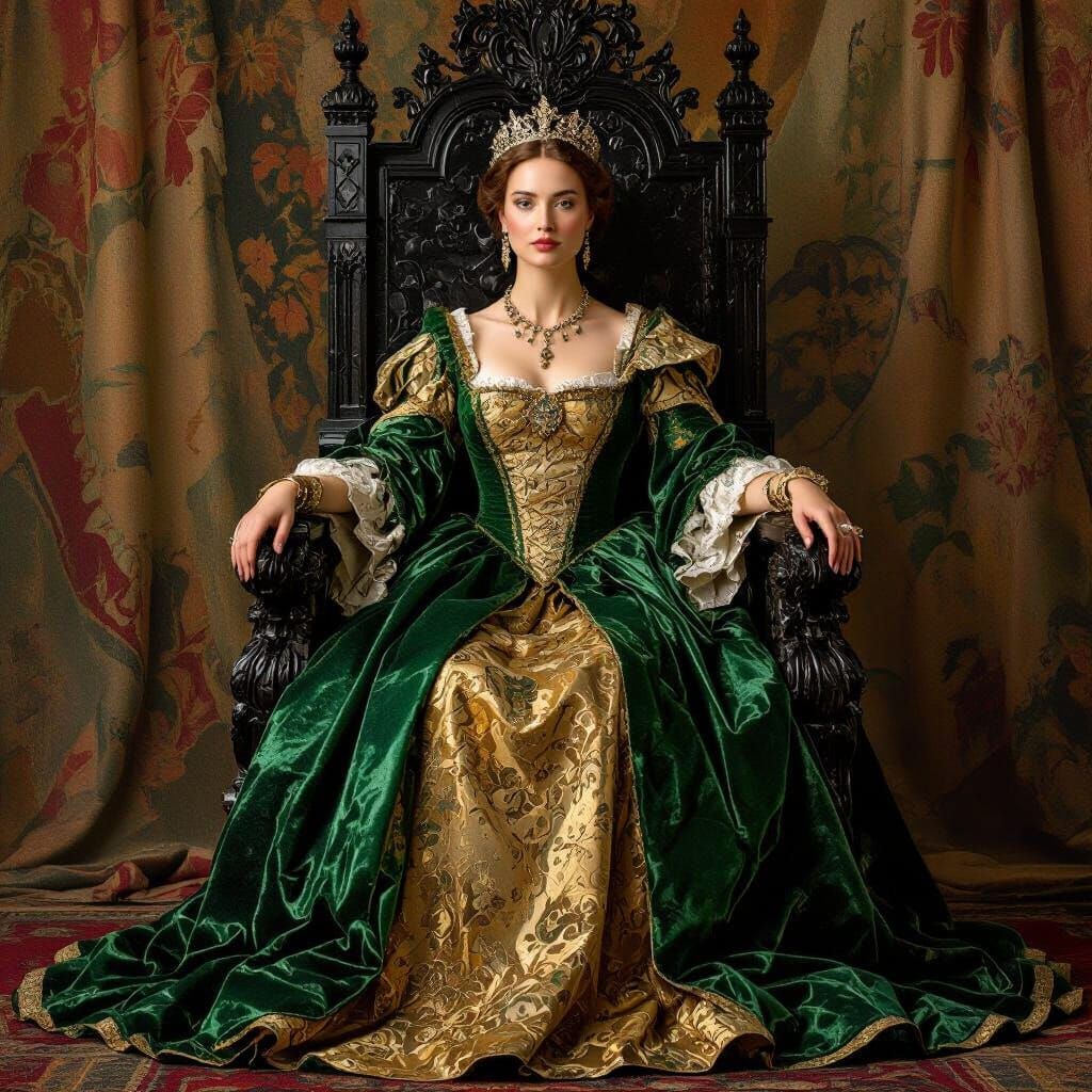 Renaissance Queen on Obsidian Throne