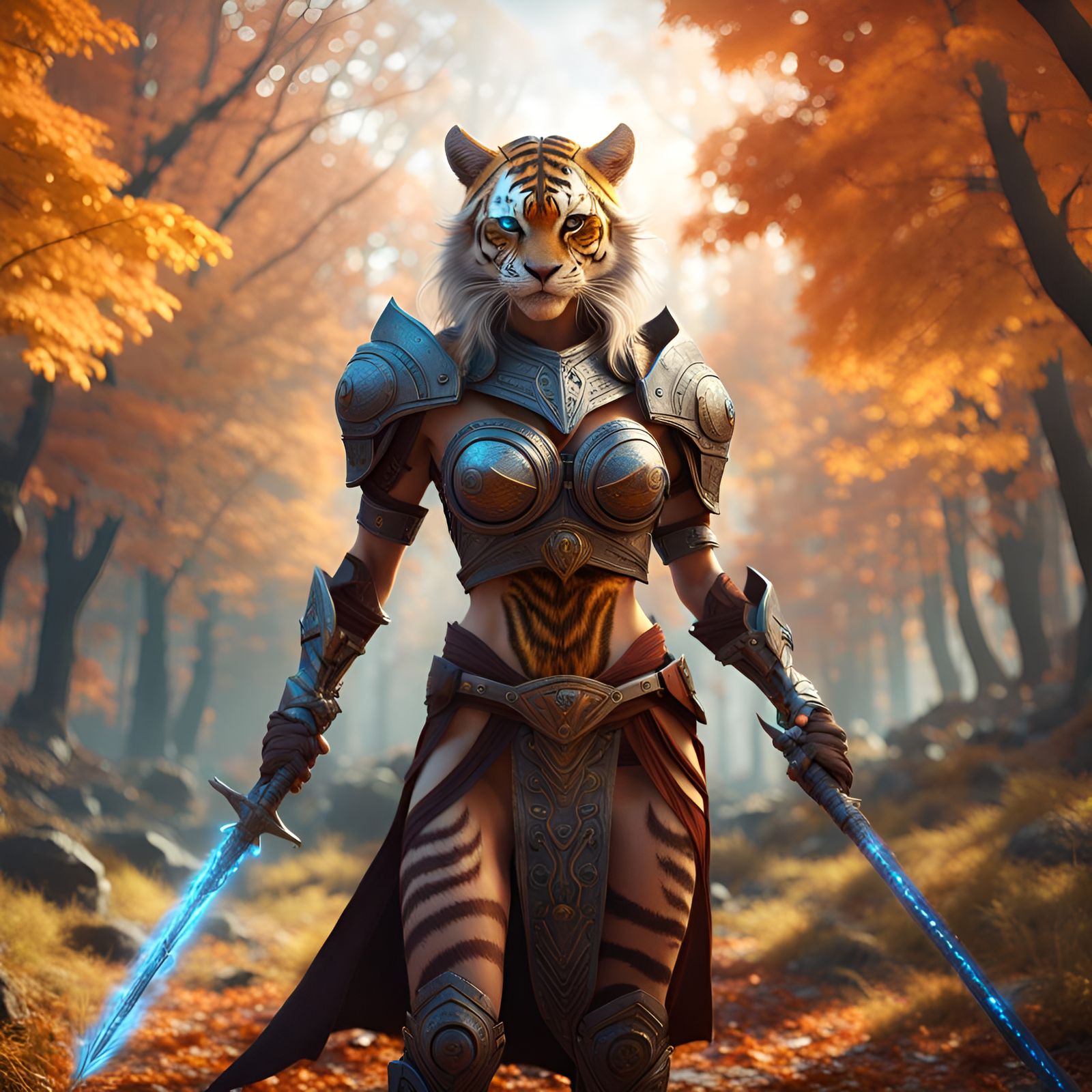 Viking Alien Tiger Woman with Lasersword