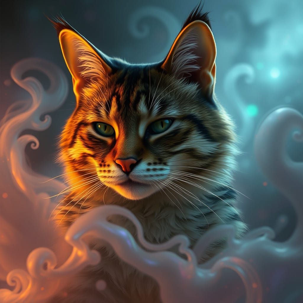 Sophisticated Feline Philosopher Lost in Mystical Realms