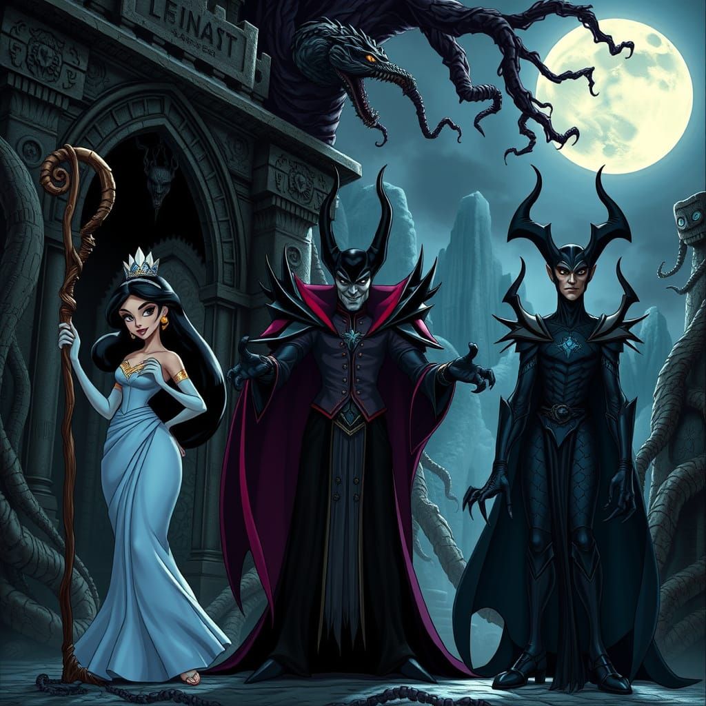 Dark Disney Princesses Conspire in Ancient, Moonlit Ruins