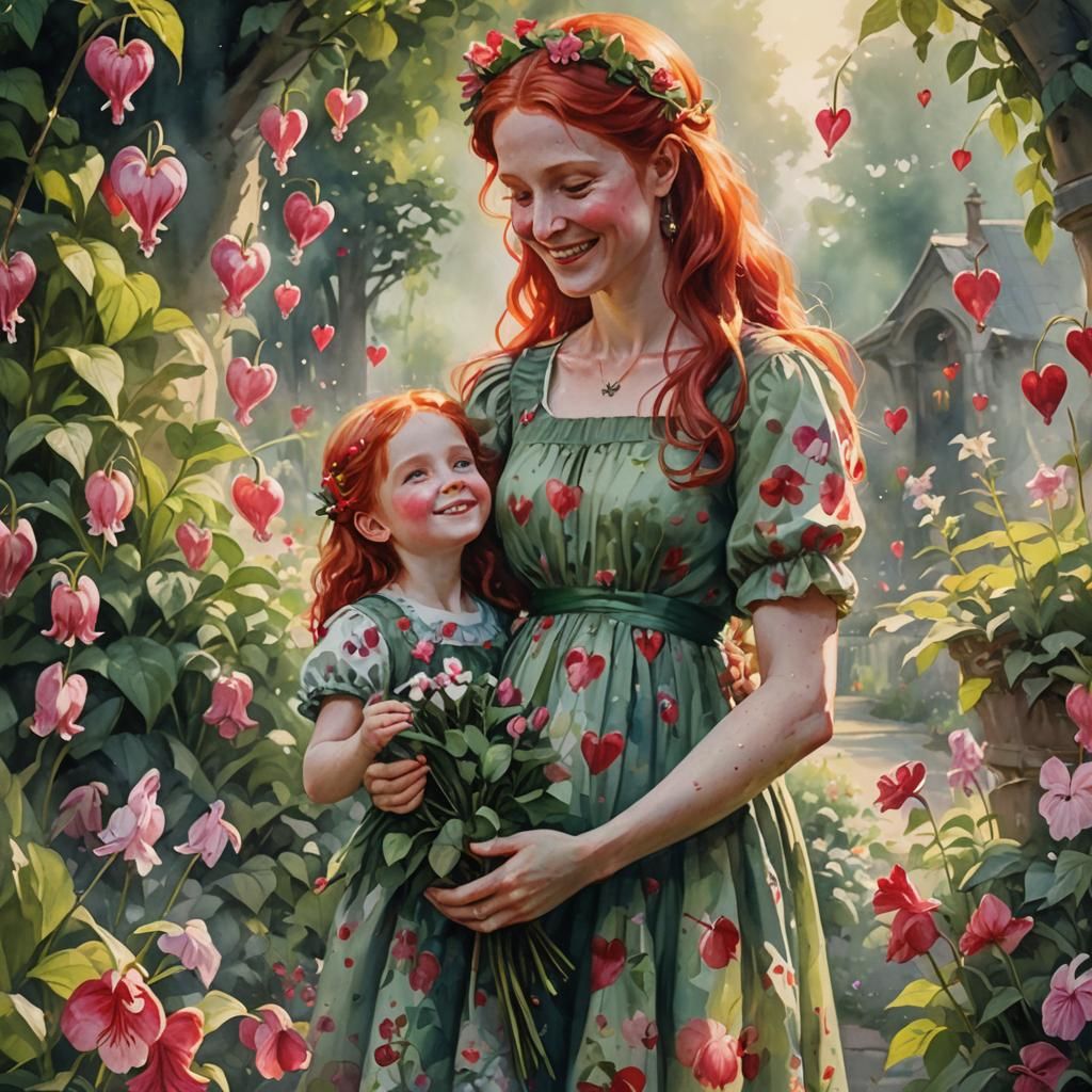 Fantasy Girl with Flowers: Watercolor and Oil Painting