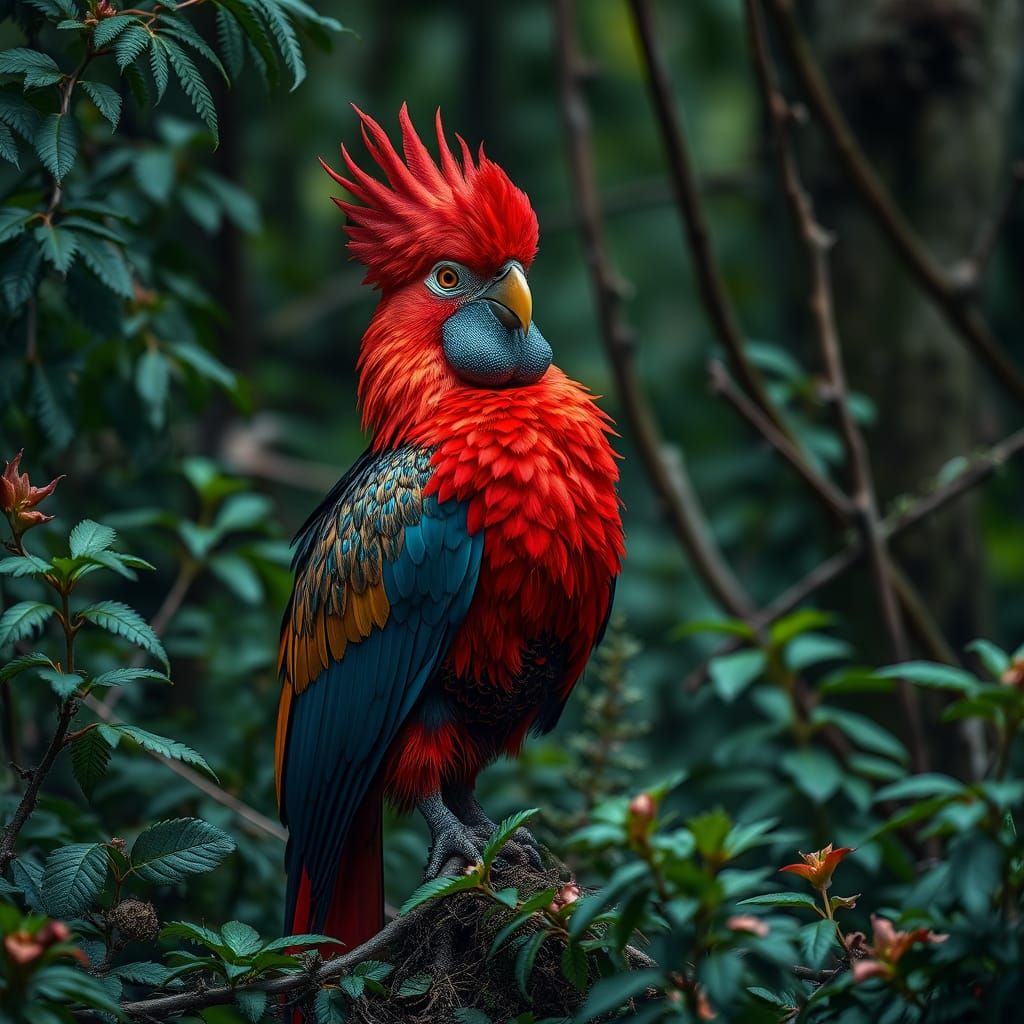 Majestic Fregata Magnificens Male in Vibrant Forest