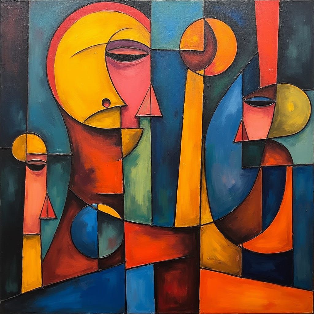 Bold Cubist Abstract with Geometric Shapes