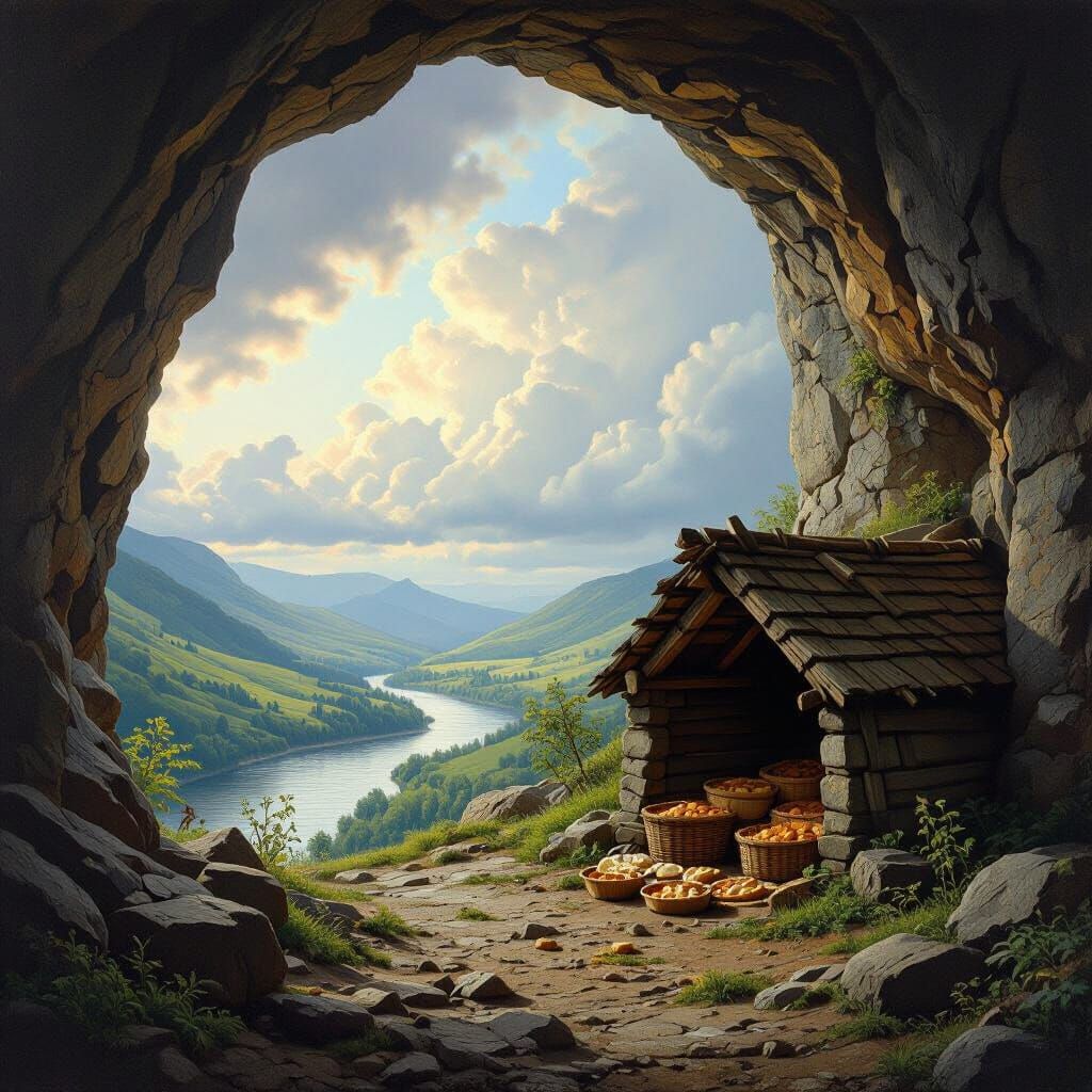 Historic Mountain Cave Shelter with River View