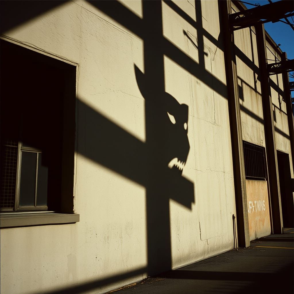 Mysterious Panther Silhouette on Warehouse Wall