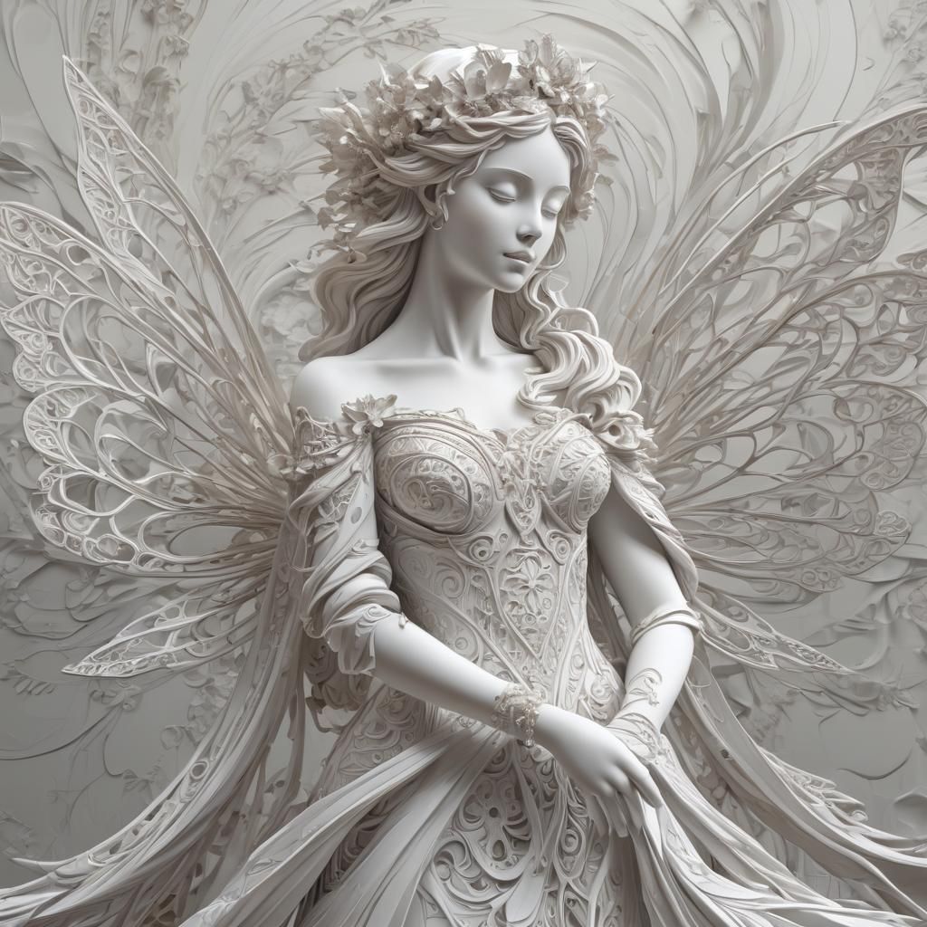 Marble Statue of a Fall Fairy Bride