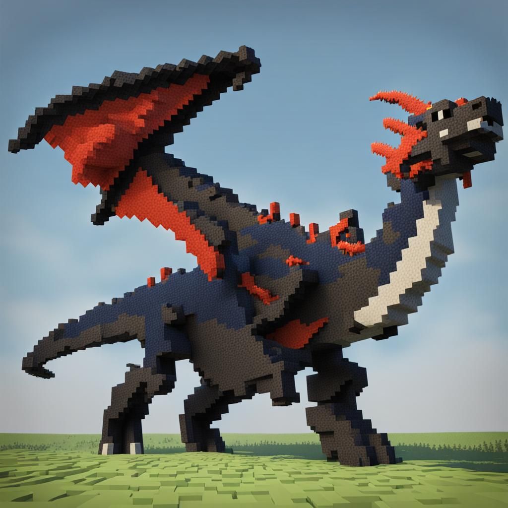 Realistic Minecraft Dragon Rendered by AI