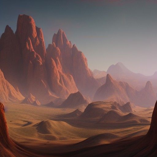 Mountains and Desert Landscape in Fantasy Style