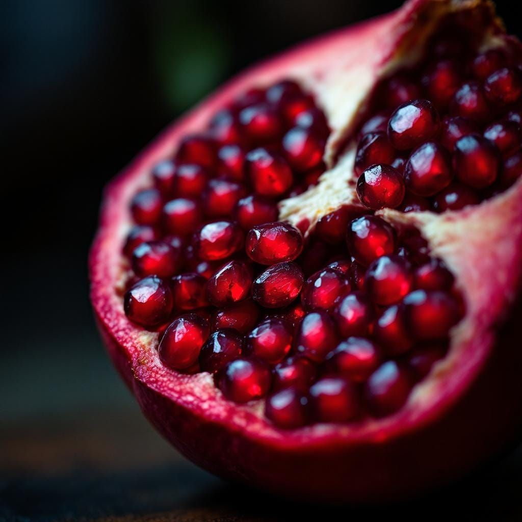 Ripe Pomegranate Bursting Open: Professional Photography