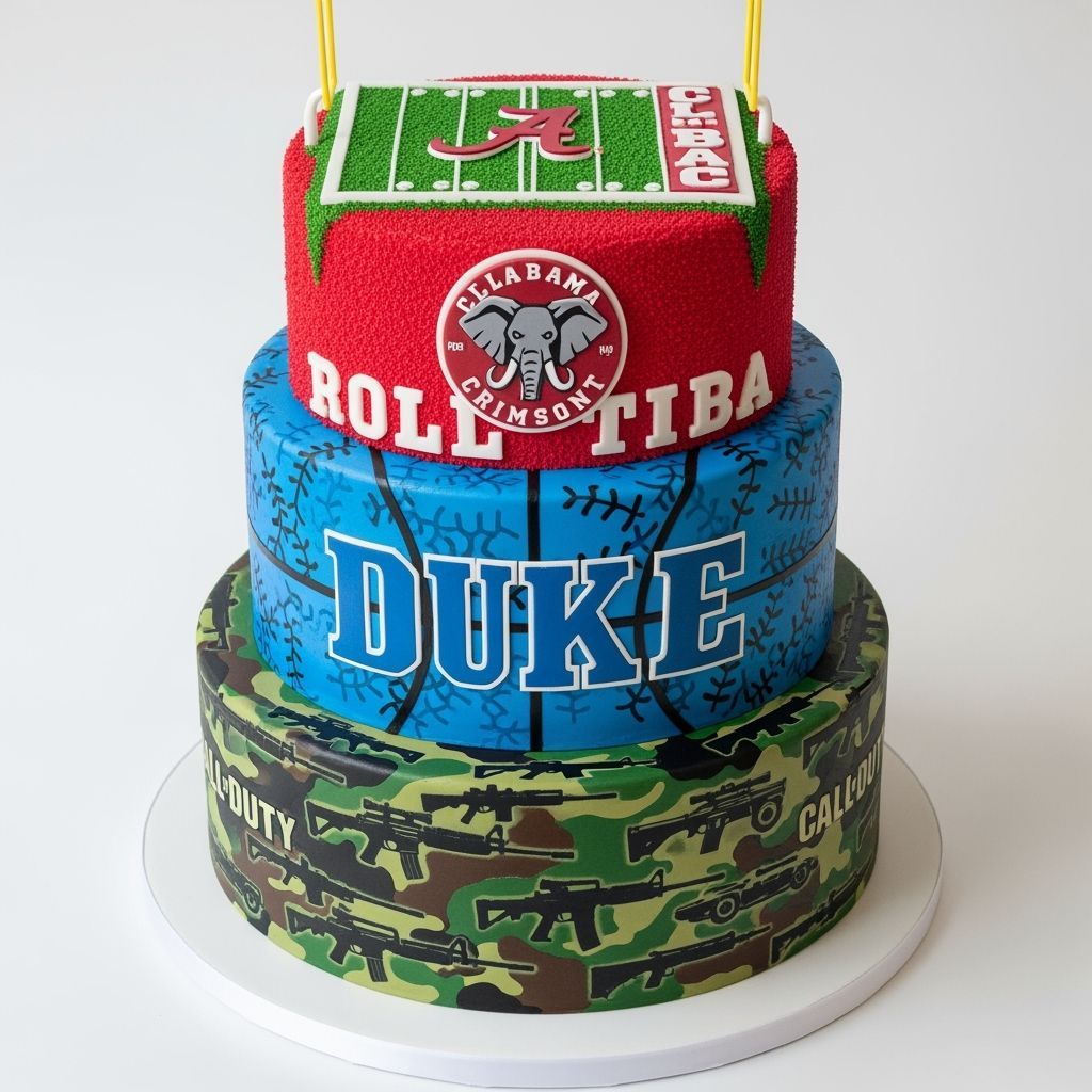 Call of Duty, Duke, and Alabama Cake in Pop Art Style