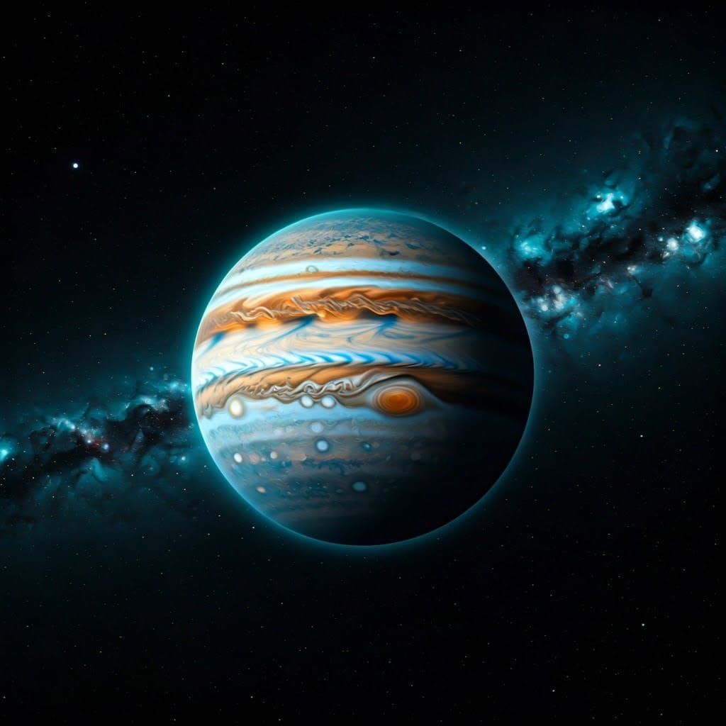 Majestic Jupiter in Space: Sci-Fi Concept Art