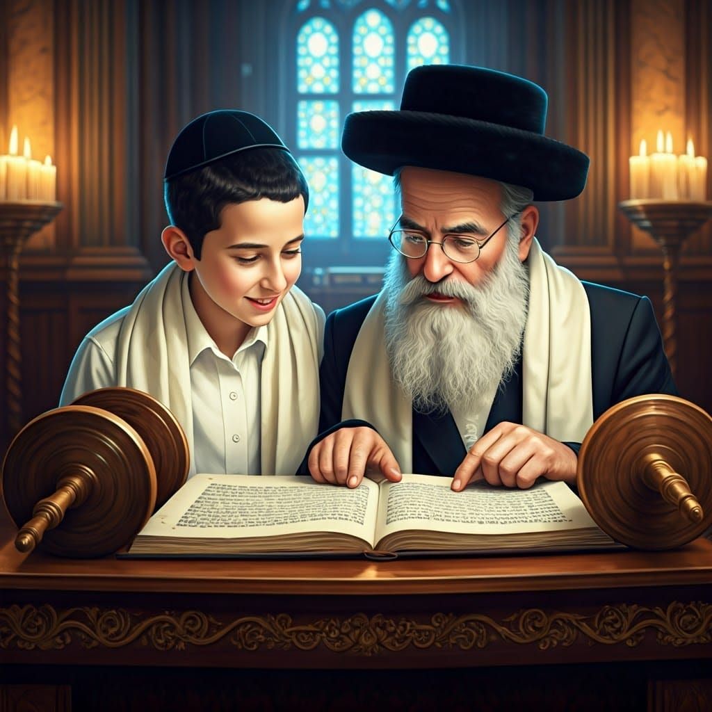 Studying Torah: A Matte Painting of Father and Son
