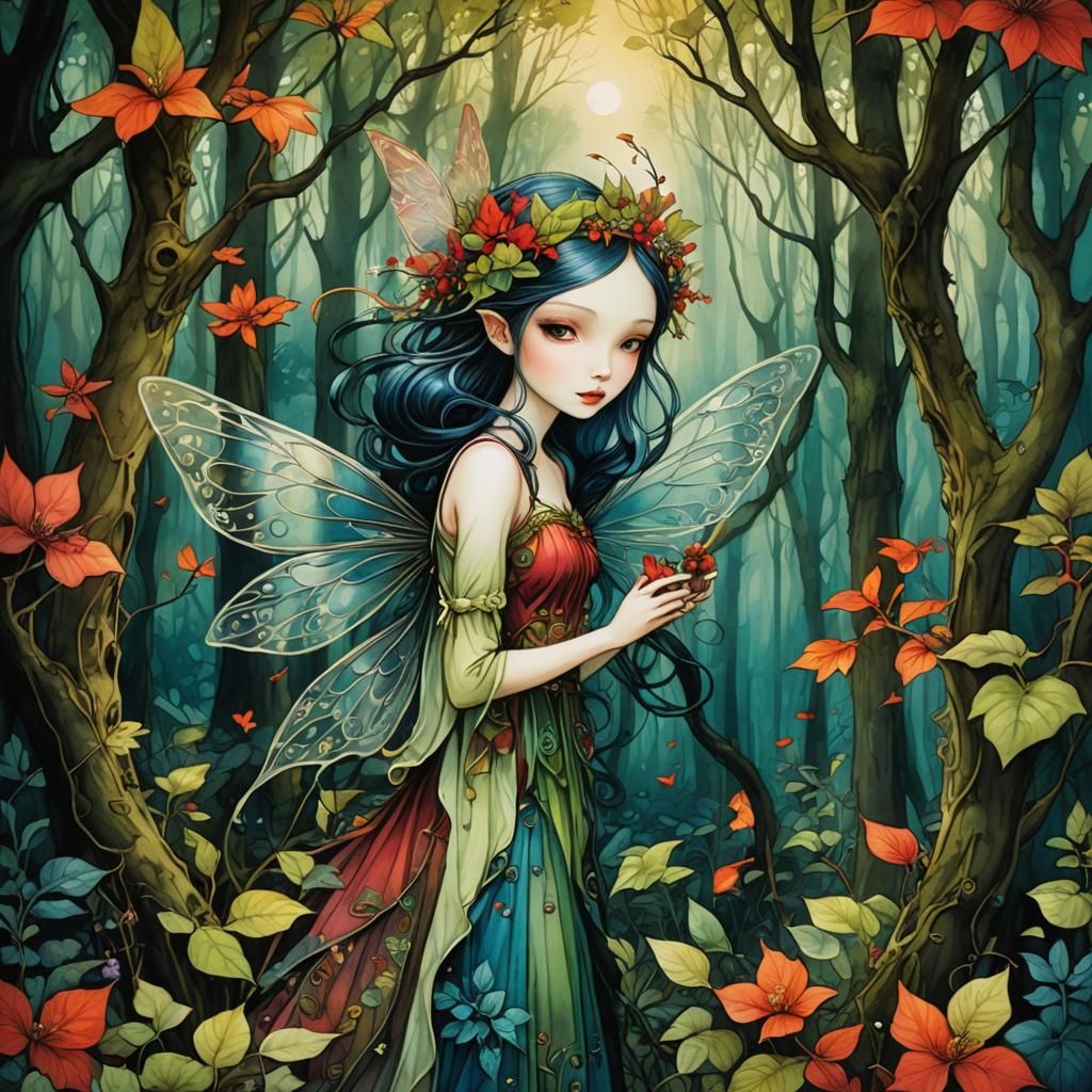Enchanting Forest Fairy Watercolor Painting