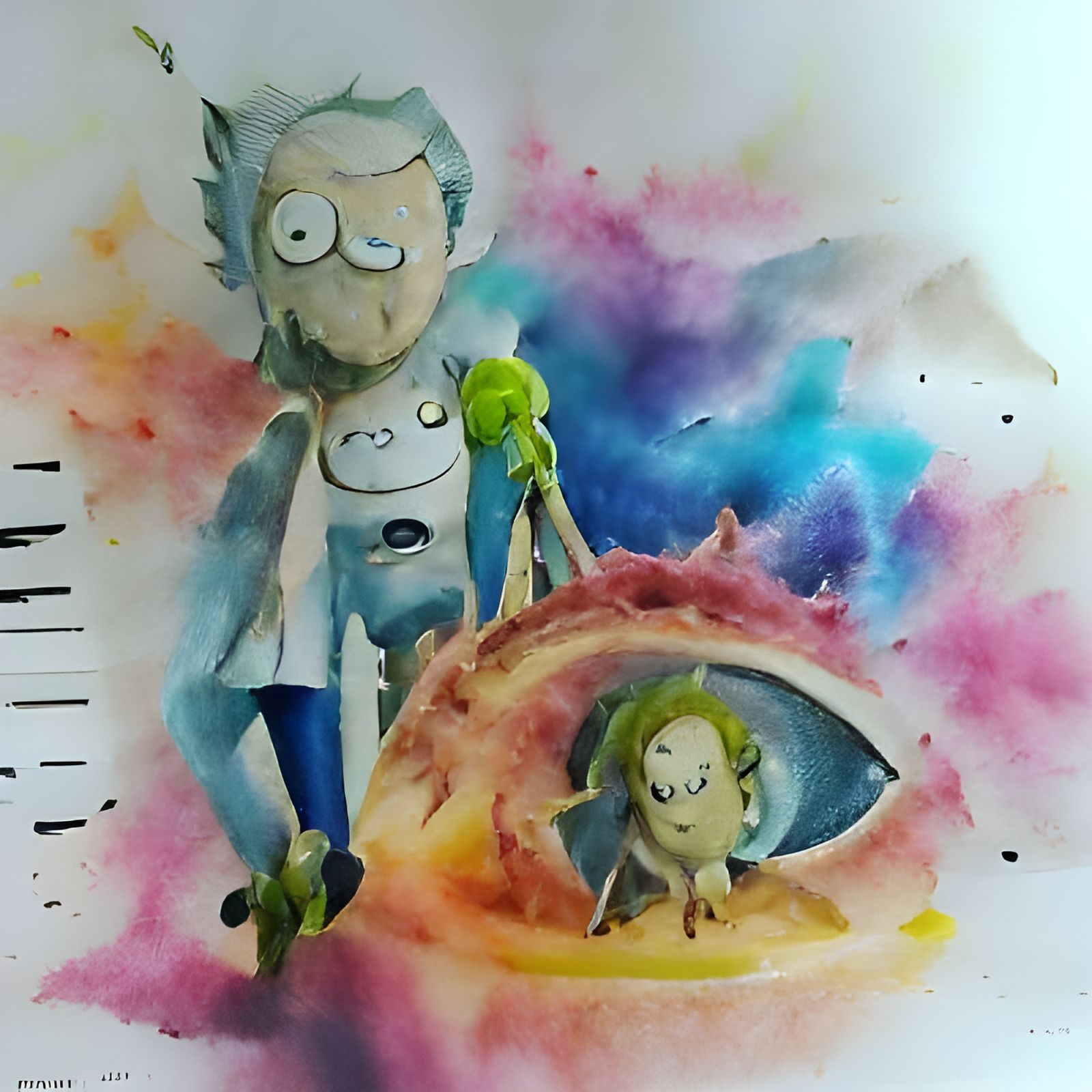 Rick and Morty in Watercolor Style