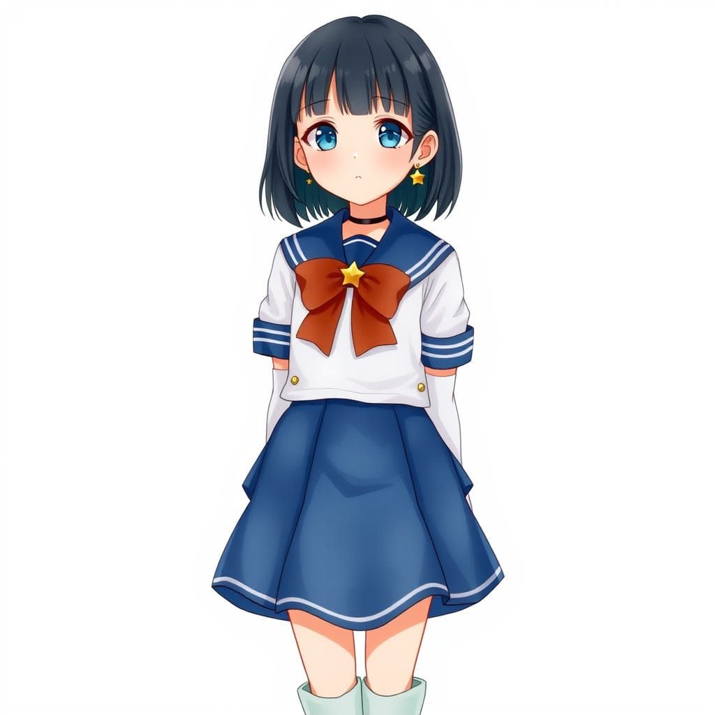 Majestic Sailor Girl in Indigo Sailor Uniform