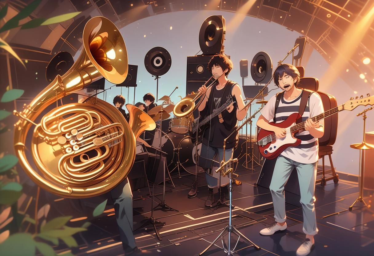 Anime Rock Band Performance in Ghibli Style