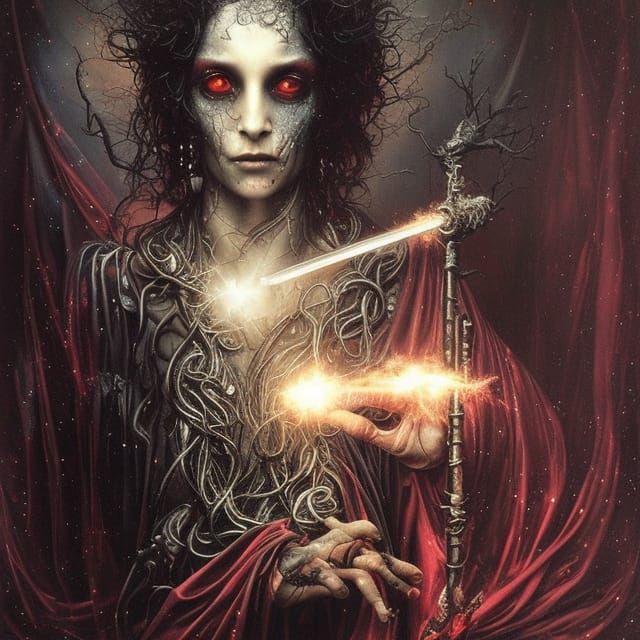 Holographic Dark Wizard Casting Spell