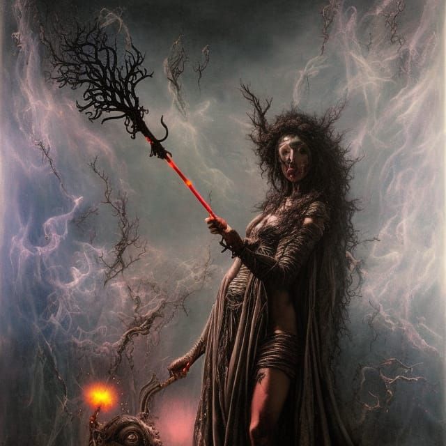 Magical Dark Wizard Casting Spell in Vivid Colors