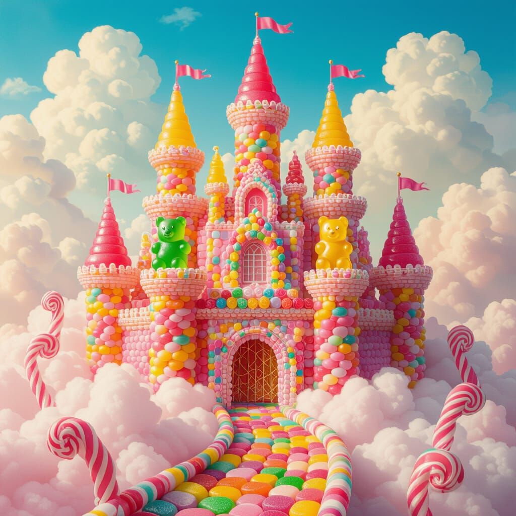 Candy Castle in Surrealist Style