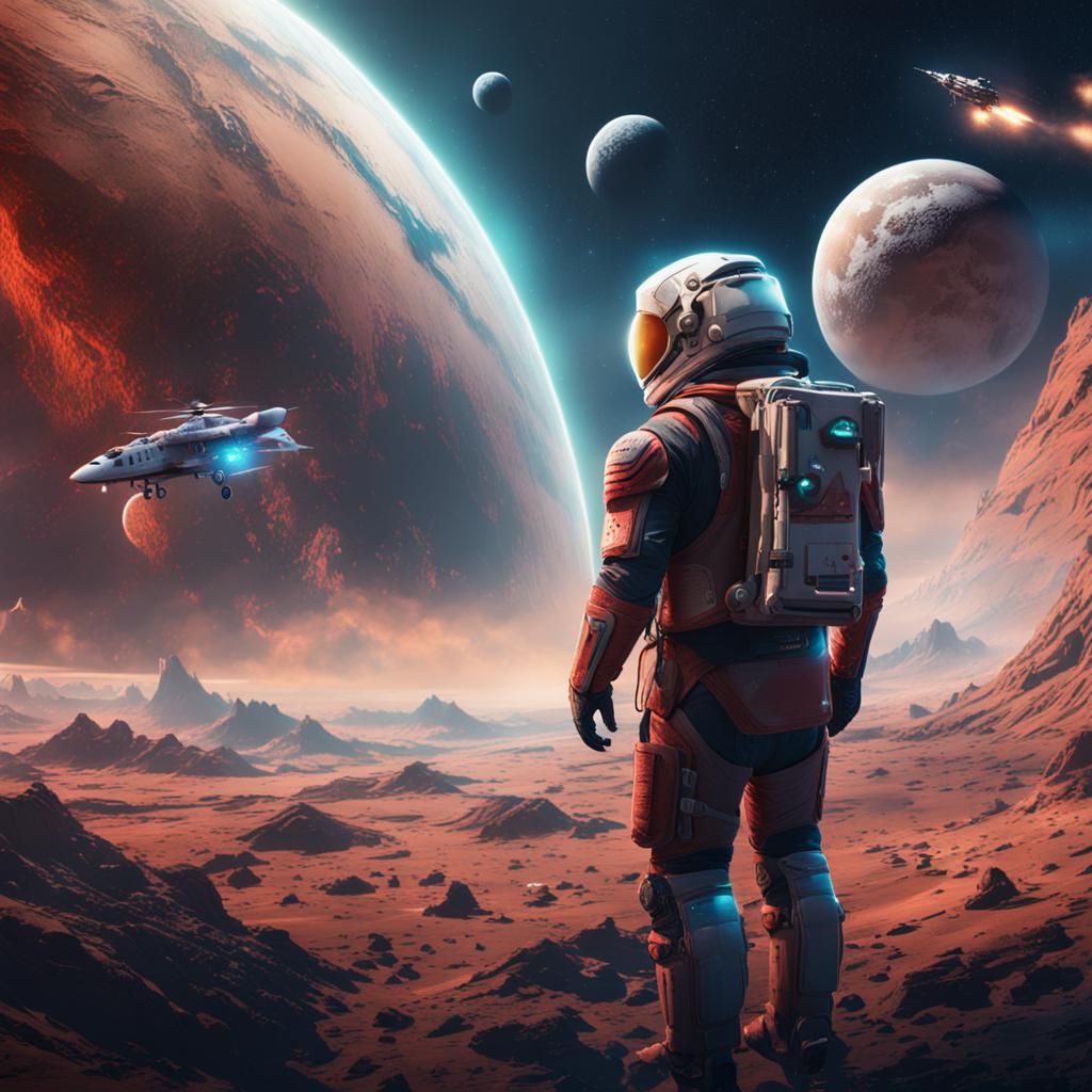 Elon Musk Space Rescue: Detailed Matte Painting