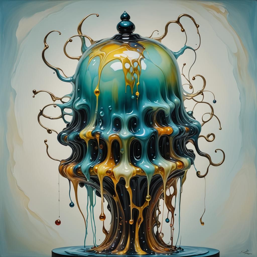Surreal Melting Jelly Sculpture as Oil Painting