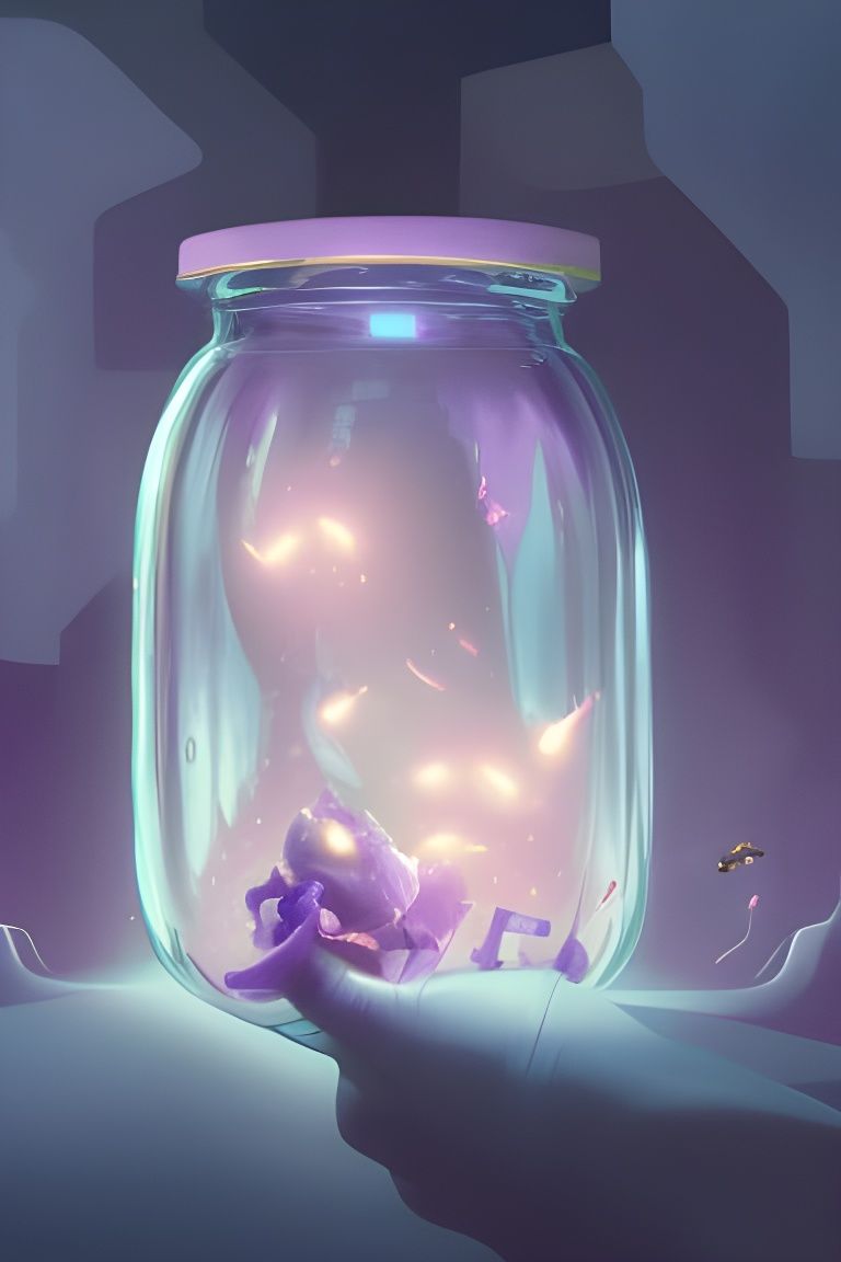 Fireflies inside a jar