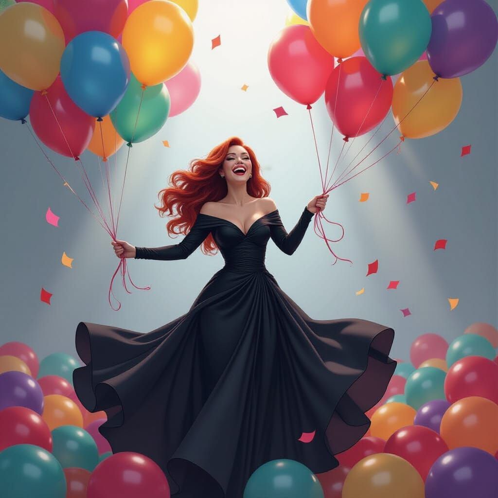 Scarlet Witch's Balloon Party: A Comic Art Style