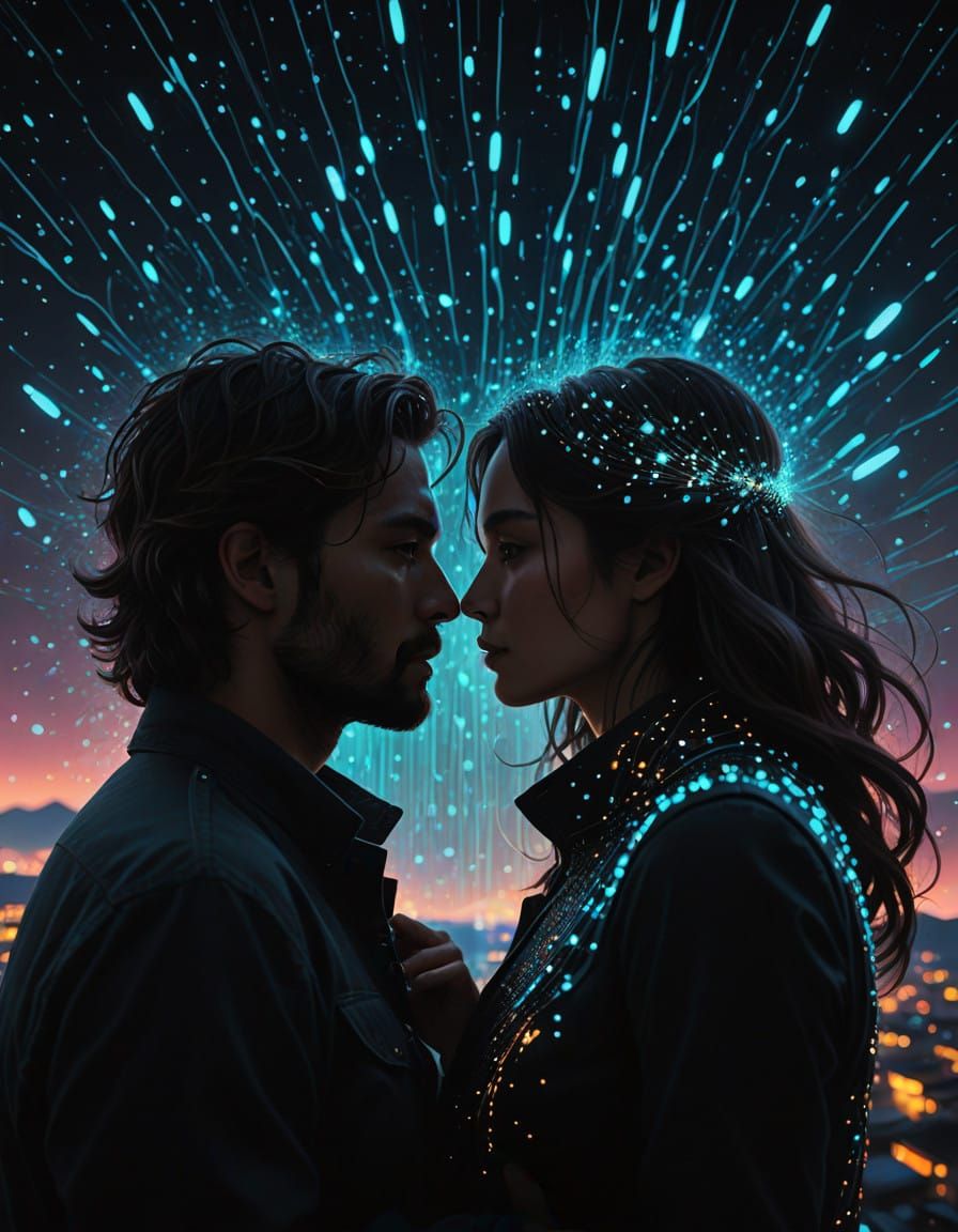 Celestial Embrace in Starry Blackness