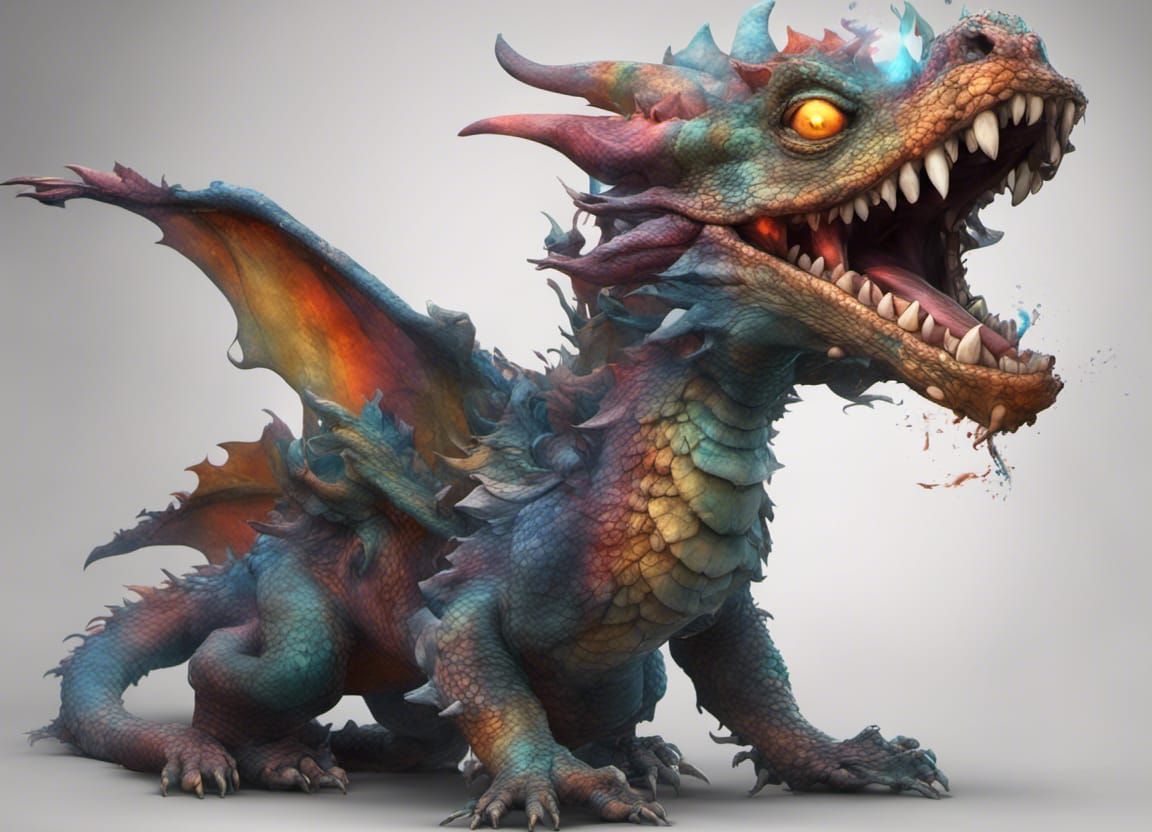 Adorable Baby Smoke Dragon Digital Art