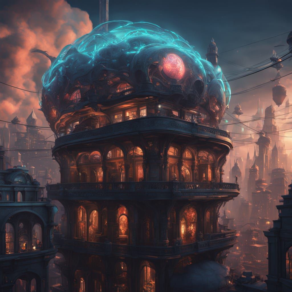 Bioluminescent Jellyfish in Neon Cyberpunk Cityscape