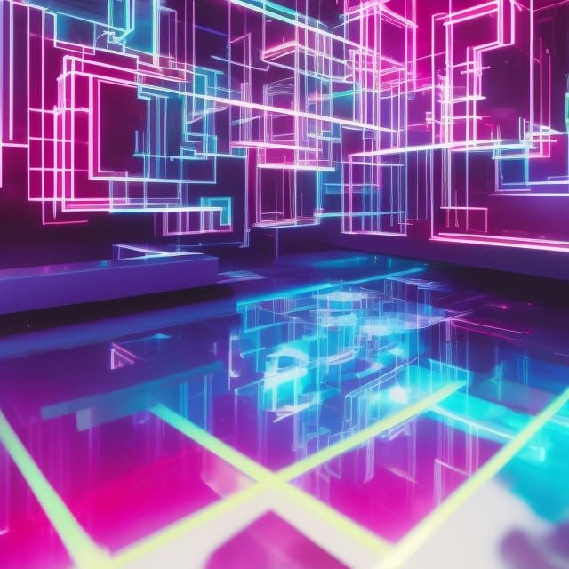 Vaporwave Cube on a Dreamy Beach