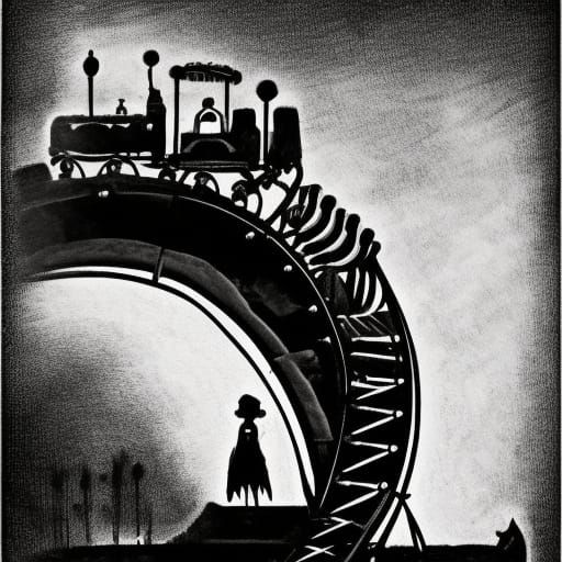 Odilon Redon-esque Steampunk Rollercoaster Nightmare