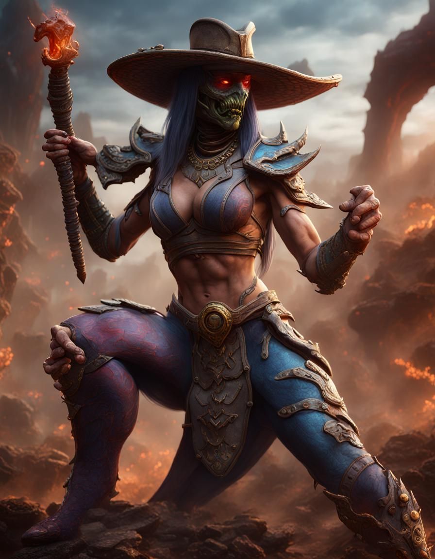 Saurian Cowboy Battles Elder Goddess in Detailed Matte Paint...