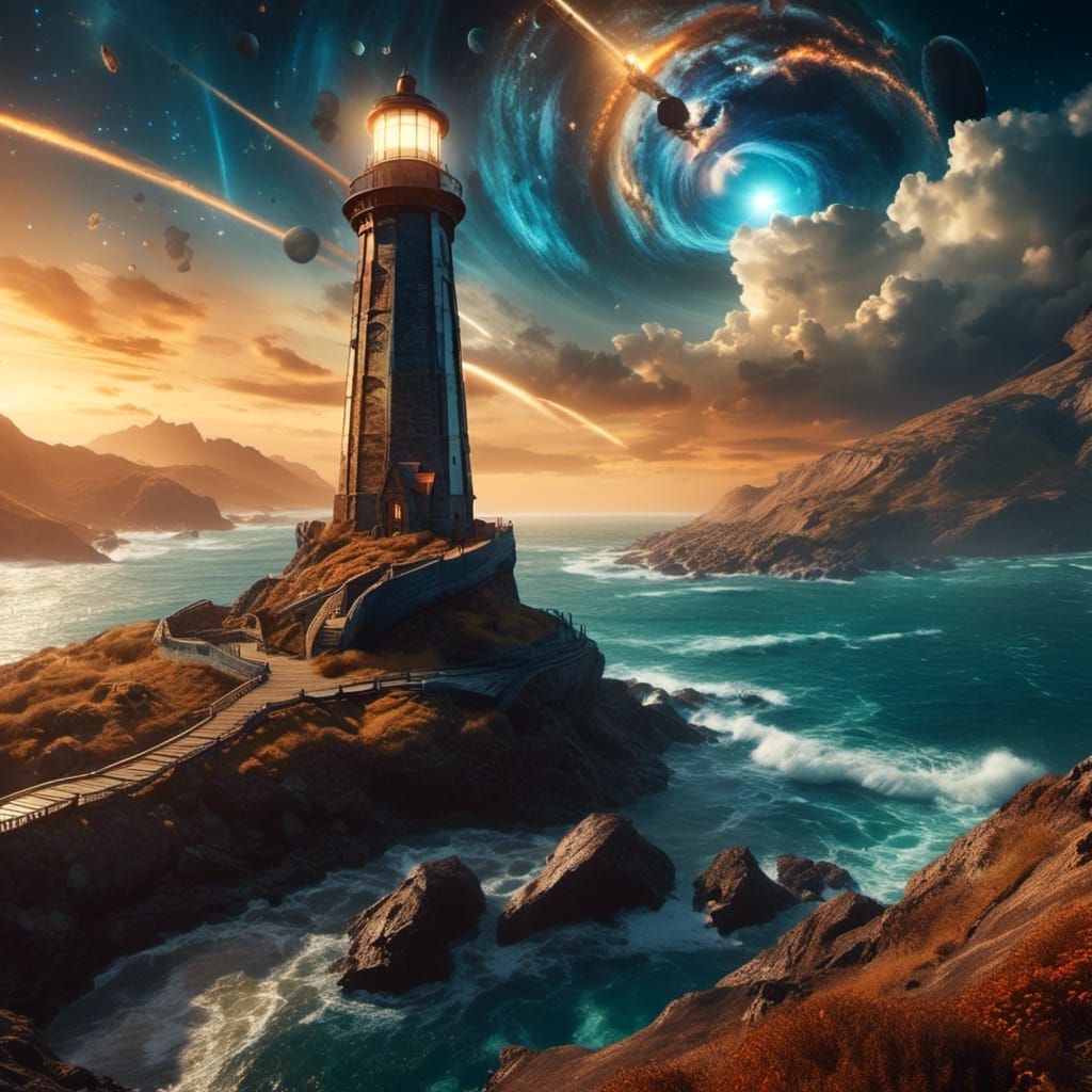 Alien Lighthouse at Montauk Point in Fauvism Style