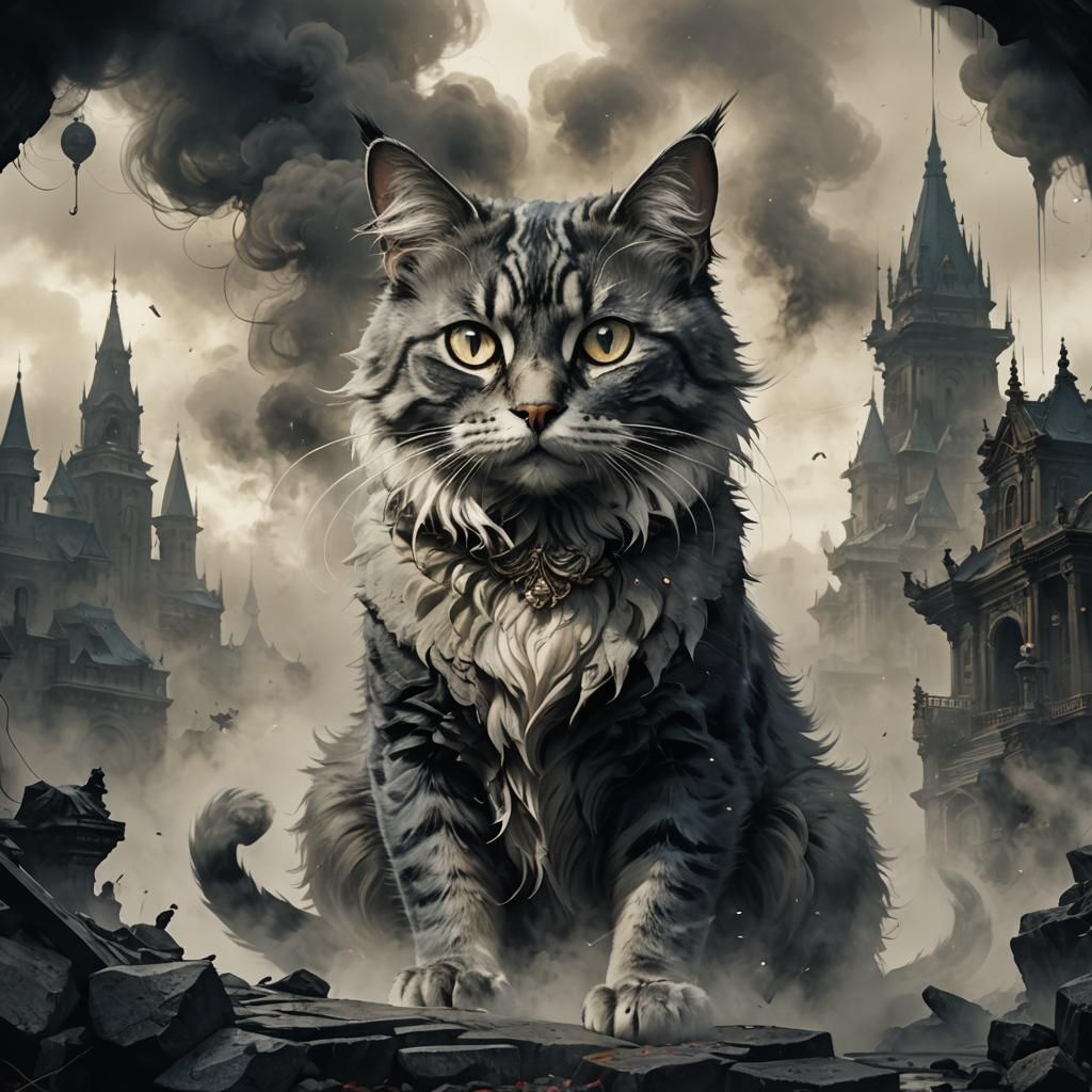 Ethereal Smoke Cat: A Dark Fantasy Concept