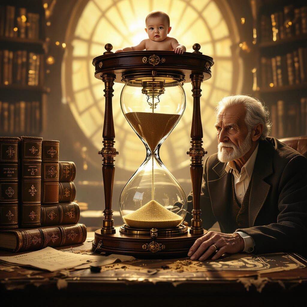 Steampunk Hourglass with Occult Symbols