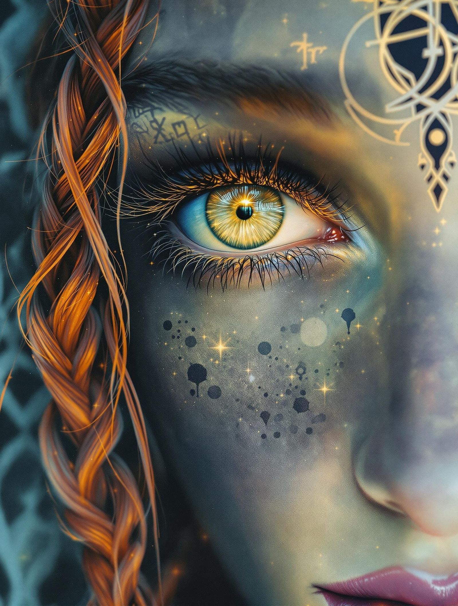 Celtic Druidess in Moonlit Forest Glade