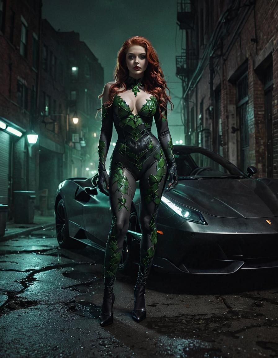 Poison Ivy in Gotham, Gothic Anime Concept Art