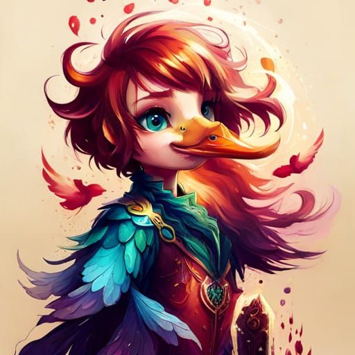 Chibi Duck Princess in Polychromatic Splash Art