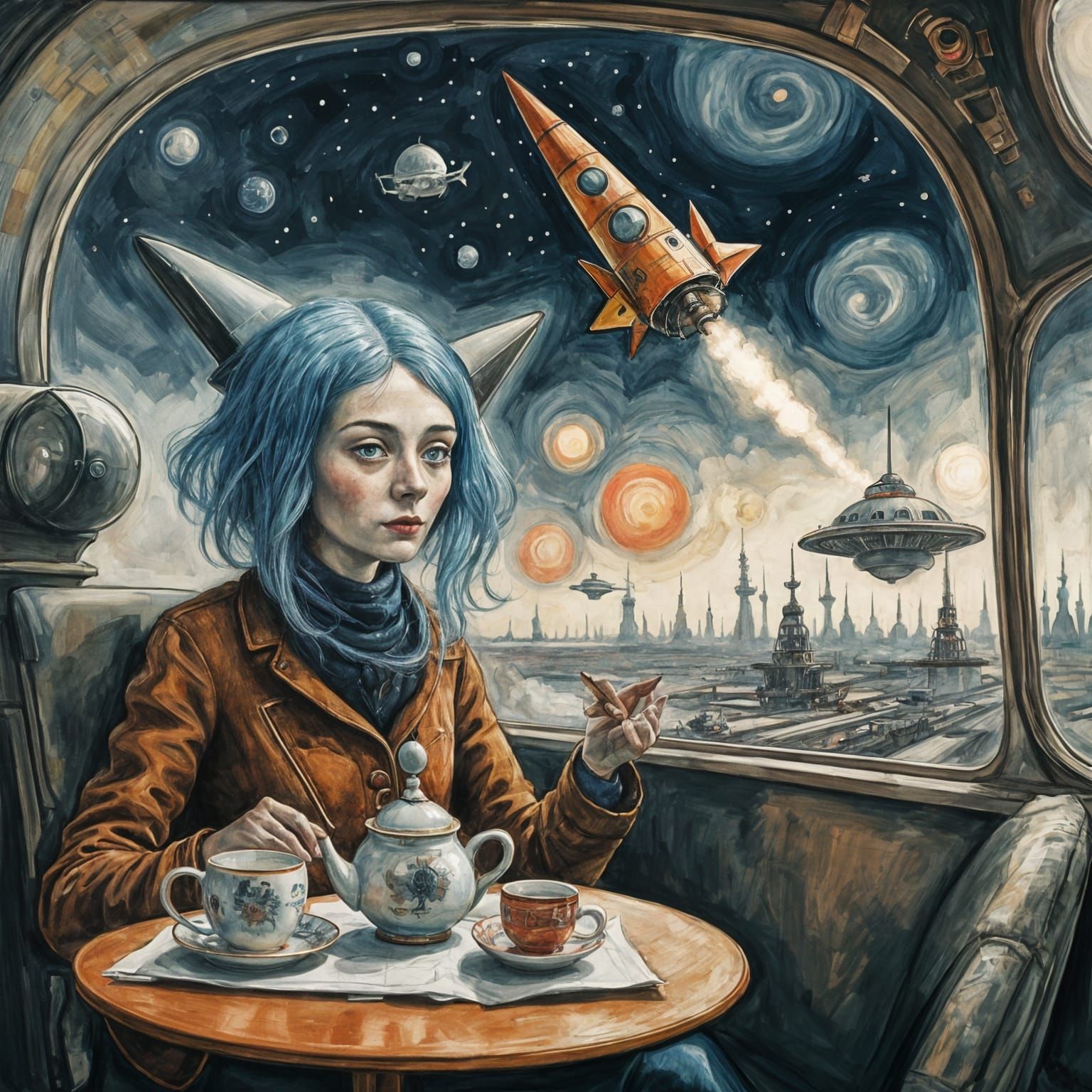 Alien Tea Ceremony in Space, Kandinsky Style