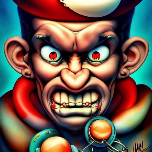 Hyperrealistic Portrait of Popeye in Horror Style