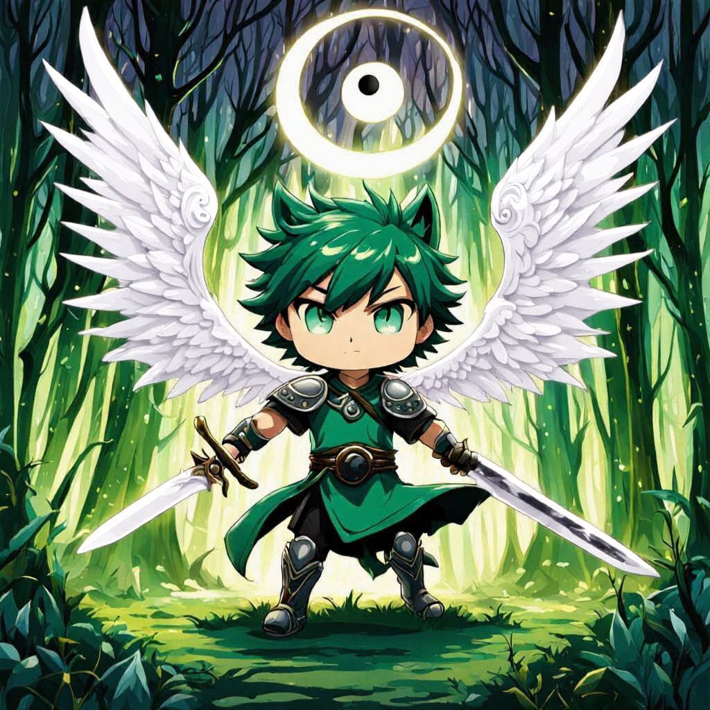 Anime Chibi Wolf Boy with Yin-Yang Hair