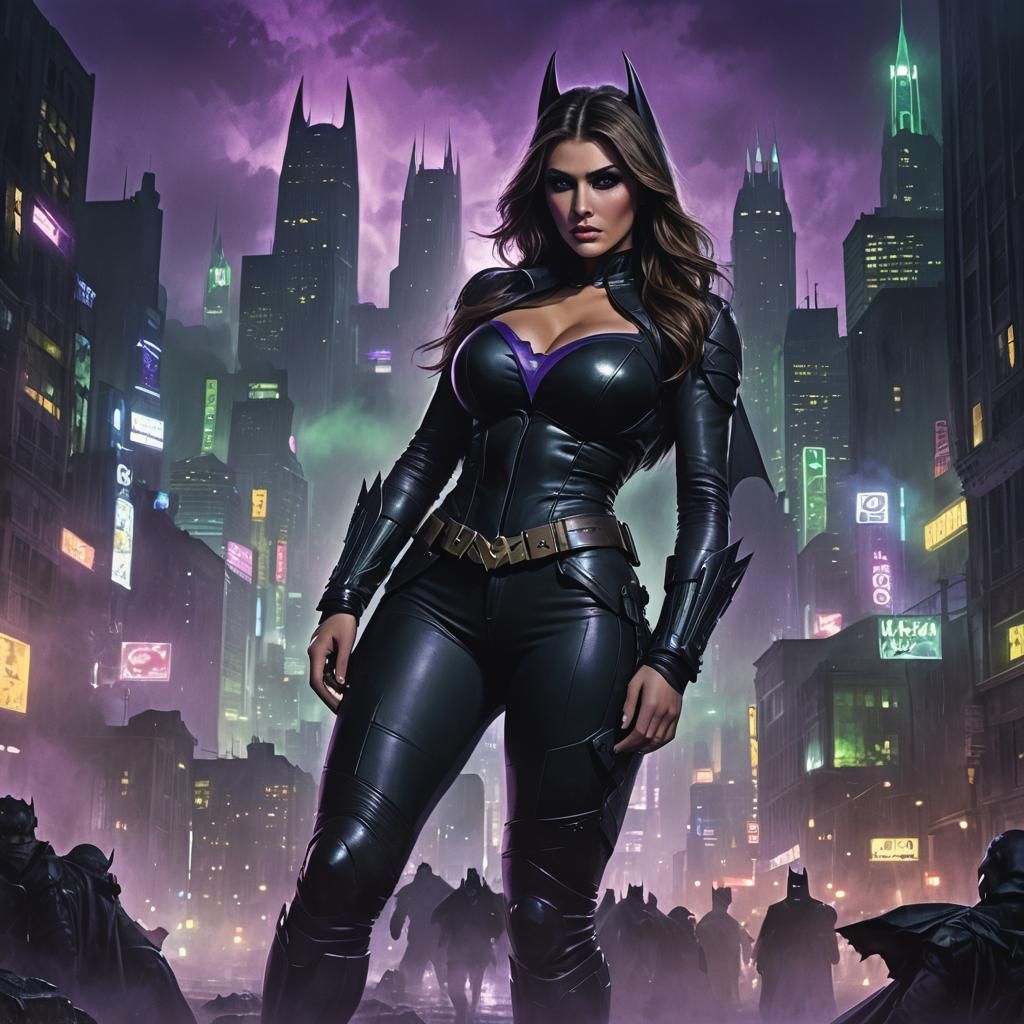 Gotham City Dark Fantasy: Leather Outfit and Batman